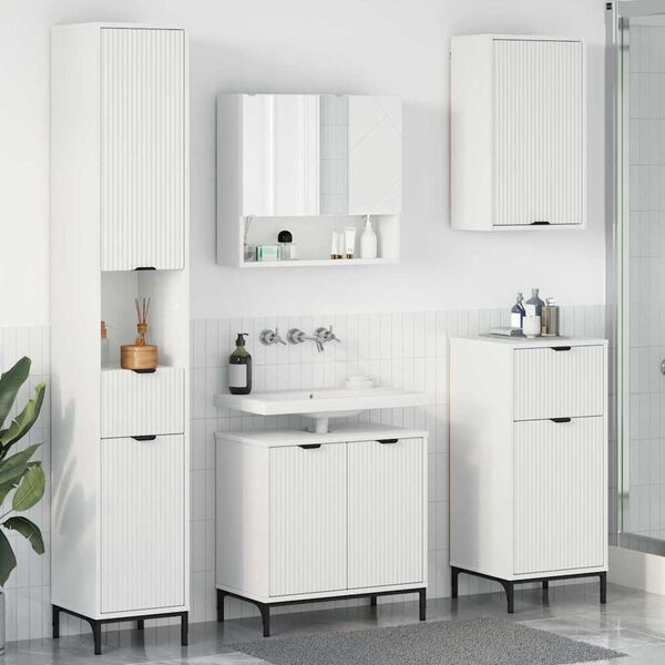 vidaXL Set di mobili per il bagno Bianco Legno ingegnerizzato, Metallo