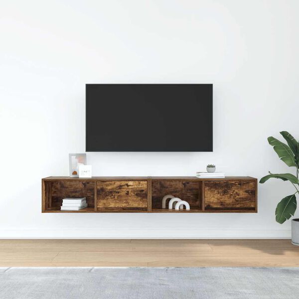vidaXL Mobili TV 2 pz Rovere Fumo 80x31x25,5 cm Legno Multistrato