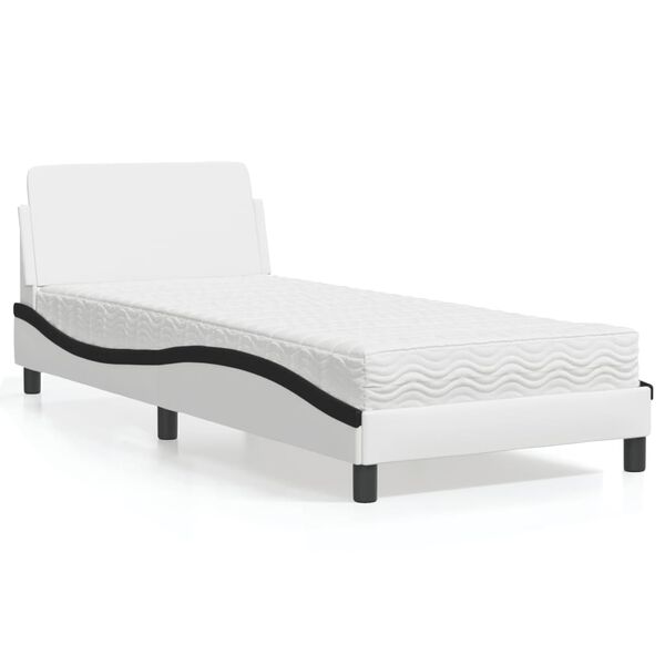 vidaXL Letto con Materasso Dover Bianco e Nero 90x190 cm in Similpelle