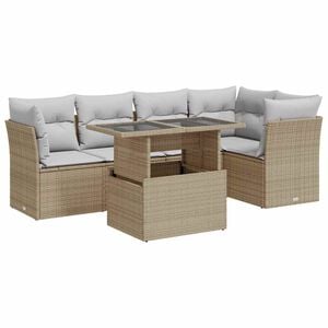 vidaXL Set Divano da Giardino 6 pz con Cuscini Beige in Polyrattan