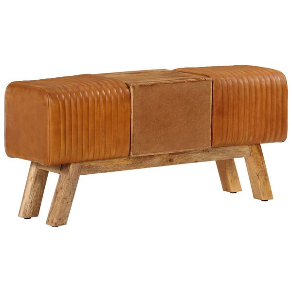 vidaXL Panca Bok Marrone 107cm Vera Pelle di Capra e Massello di Mango