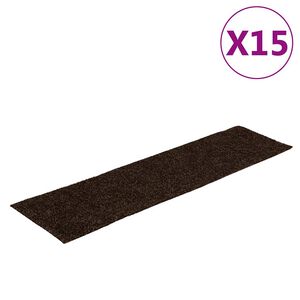 vidaXL Tappetini per scale autoadesivi 15 pz 76x20 cm marrone rettangolari