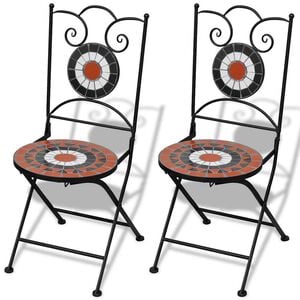 vidaXL Sedie pieghevoli 2 pezzi in ceramica, terracotta e bianco