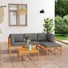 vidaXL Set Divani da Giardino 5pz Cuscini Grigi Legno Massello di Teak