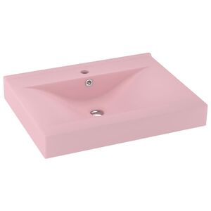 vidaXL Lavandino con Foro Rubinetto Rosa Opaco 60x46 cm in Ceramica