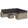 vidaXL Set Divano da Giardino 9pz con Cuscini Grigio Chiaro Polyrattan