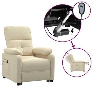 vidaXL Poltrona Elettrica Reclinabile Crema in Tessuto
