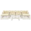 vidaXL Set Salotto da Giardino Pallet 7 pz con Cuscini Crema in Legno