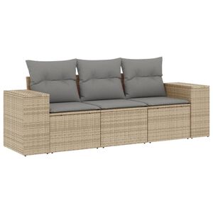 vidaXL Set Divano da Giardino 3 pz con Cuscini Beige in Polyrattan