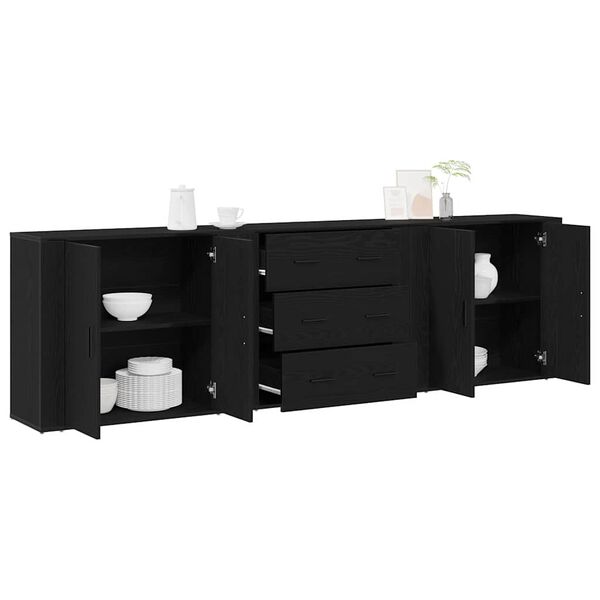vidaXL Credenza Rovere Nero 240 x 33 x 70 cm Legno multistrato