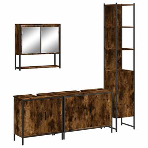 vidaXL Set Mobili da Bagno 4 pz Rovere Fumo in Legno Multistrato