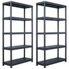 vidaXL Scaffali 2 pz Nero 250 kg 80x40x180 cm in Plastica