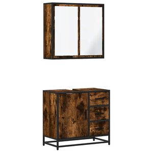 vidaXL Set Mobili da Bagno 2 pz Rovere Fumo in Legno Multistrato