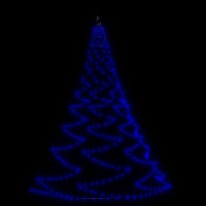 vidaXL Albero da Parete con Gancio Metallico 260 LED Blu 3 m