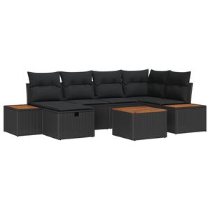 vidaXL Set Divano da Giardino 7 pcs Nero 55 x 62 x 69 cm Poly Rattan