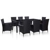 vidaXL Set da Pranzo da Giardino 9 pz in Polyrattan Nero