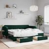 vidaXL Divano Letto Estraibile Cassetti Verde Scuro 90x200cm Velluto