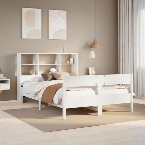 vidaXL Letto Libreria senza Materasso Bianco 120x200 cm Legno di Pino