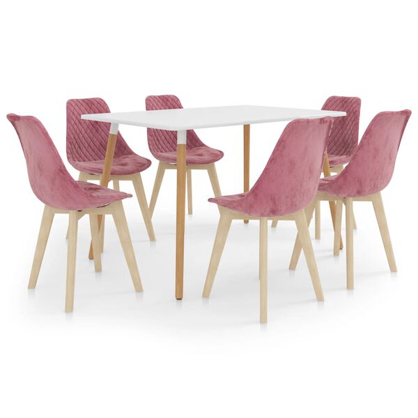 vidaXL Set da Pranzo 7 pz Rosa