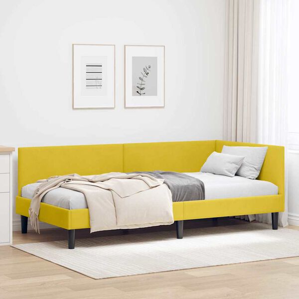 vidaXL Cornice del letto ad angolo Giallo 90 cm x 200 cm Velluto