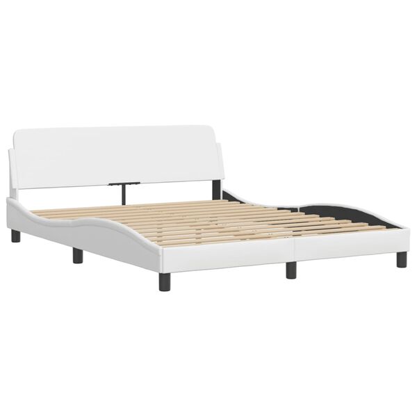 vidaXL Letto Viana con Materasso Bianco 160x200 cm in Similpelle