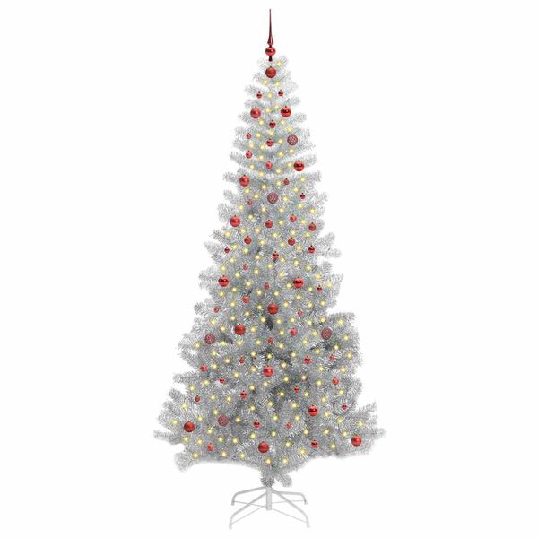 vidaXL Albero di Natale con 300 LED con supporto Argento 240 cm PET