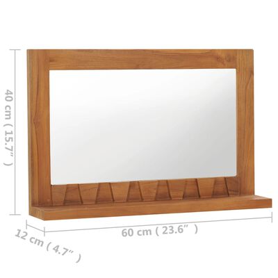 vidaXL Specchio da Parete con Mensola 60x12x40 cm in Massello di Teak