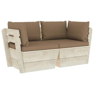 vidaXL Divano da Giardino a 2 Posti su Pallet con Cuscini Legno Abete