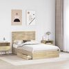 vidaXL Letto con Contenitore con testiera Rovere Sonoma 135 x 190 cm
