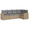 vidaXL Set Divano da Giardino 5 pz con Cuscini Beige in Polyrattan