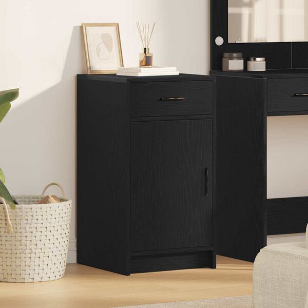 vidaXL Credenza Rovere Nero 40 x 40.5 x 75 cm Legno multistrato