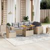 vidaXL Set Divani da Giardino 7 pz con Cuscini Beige in Polyrattan