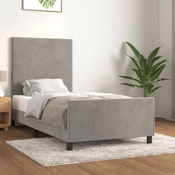 vidaXL Giroletto senza Materasso Grigio Chiaro 100x200 cm Velluto