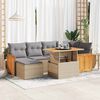 vidaXL Set Divani da Giardino 7 pz con Cuscini Beige Polyrattan Acacia