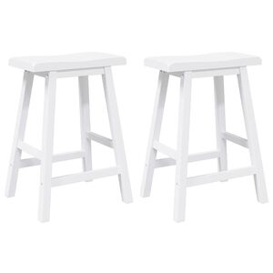 vidaXL Sgabelli da Bar 2 pz Bianchi in Legno Massello di Hevea