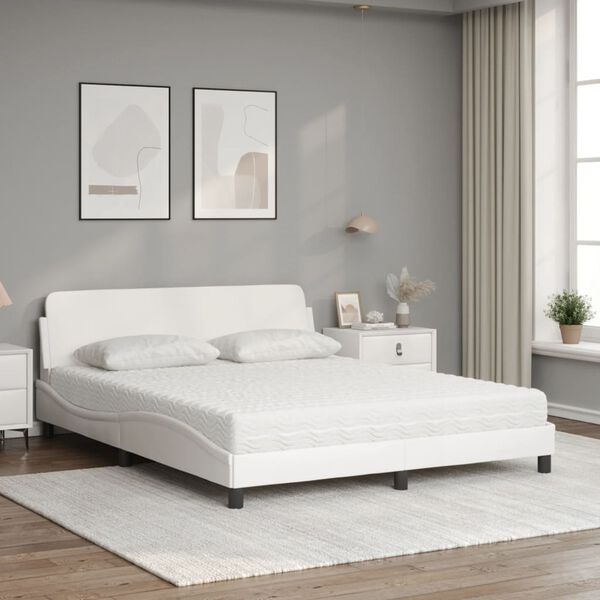 vidaXL Letto con Materasso Dover Bianco 160x200 cm in Similpelle