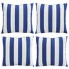 vidaXL Cuscini Decorativi 4pz Strisce Blu e Bianco 60x60 cm Tessuto