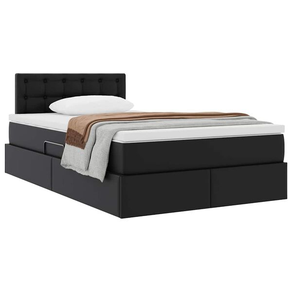 vidaXL Letto con Contenitore Nero 120 x 190 cm Pelle Sintetica