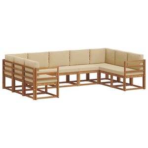 vidaXL Set di divani da esterno con cuscino 9 pcs Naturale e Beige