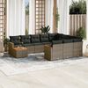 vidaXL Set Divani da Giardino 11 pz con Cuscini in Polyrattan Grigio