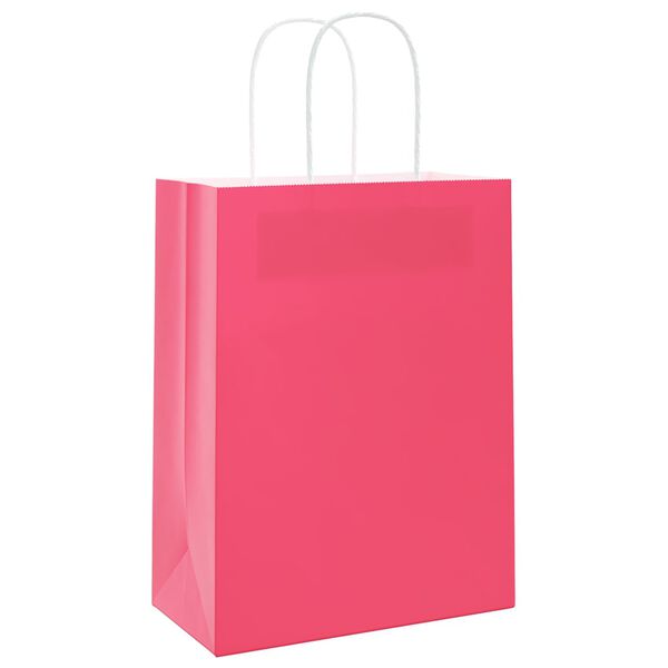 vidaXL Sacchetti di Carta 250 pz con Manici Rosa 21x11x28 cm