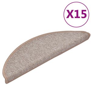 vidaXL Tappetini per scale 15 pz 56x17x3 cm Marrone chiaro Semicircolari