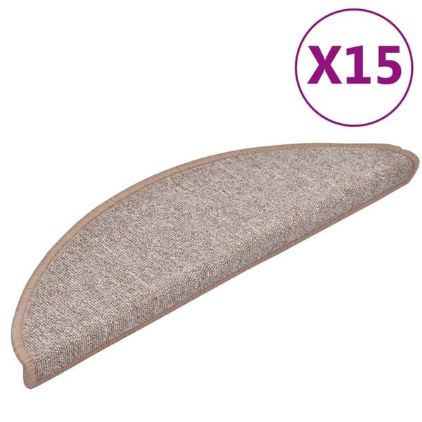 vidaXL Tappetini per scale 15 pz 56x17x3 cm Marrone chiaro Semicircolari