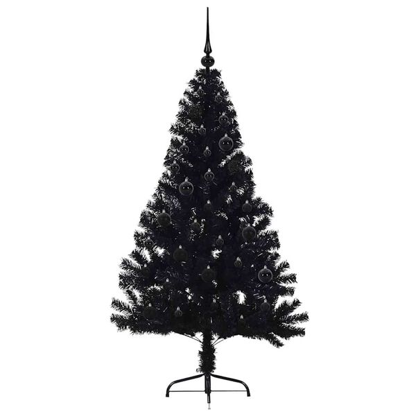 vidaXL Albero di Natale artificiale con luci integrate Nero 150 cm PVC