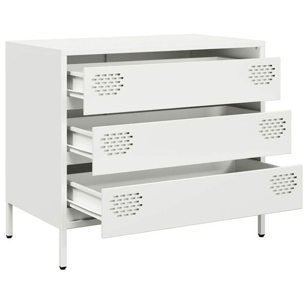 vidaXL Credenza Bianca 68x39x58,5 cm in Acciaio Laminato a Freddo