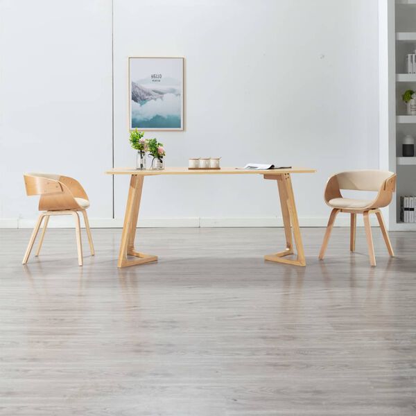 vidaXL Sedie da Pranzo 2 pz in Legno Curvato e Similpelle Crema