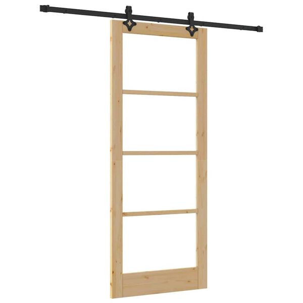 vidaXL Porta scorrevole ORKDAL Naturale e Nero 86 x 211 cm