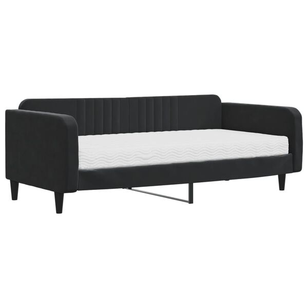 vidaXL Divano Letto con Materasso Nero 100x200 cm in Velluto