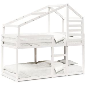 vidaXL Letto a Castello con Tetto Bianco 90x200 cm in Legno di Pino