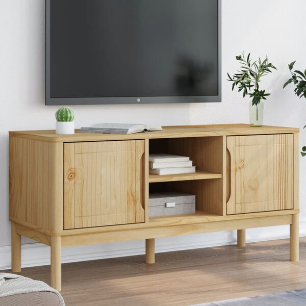vidaXL Mobile TV FLORO Marrone Cera 114x43x55 cm in Legno di Pino